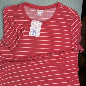 Lularoe Kelly ruffled hem sleeve XL PINK